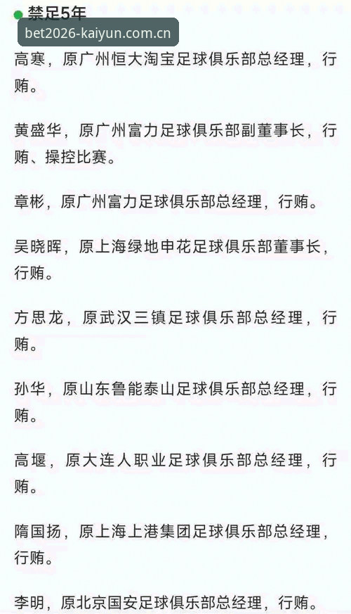 2026KAIYUN买球网官网禁足名单深度解读教程：从足协第三批处罚看行业洗牌